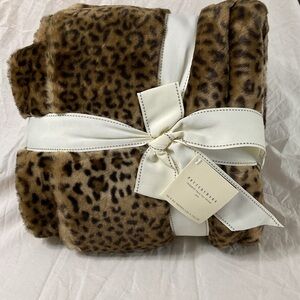 Pottery Barn Animal Print Throw Blanket - Brown and Cream